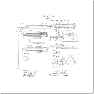 Lathe Woodworking Vintage Patent Hand Drawing Posters and Art